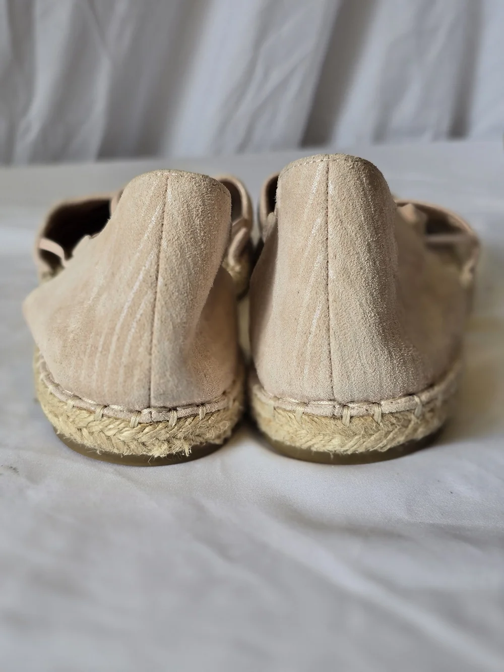 Eileen Fisher Metallic Stripe Suede Lace Up Espadrille Flats